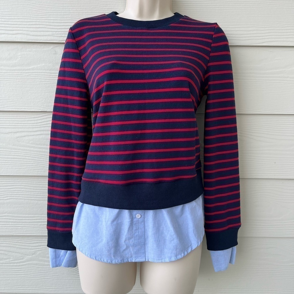 English Factory Combo Sweater in stripe navy and red size XS